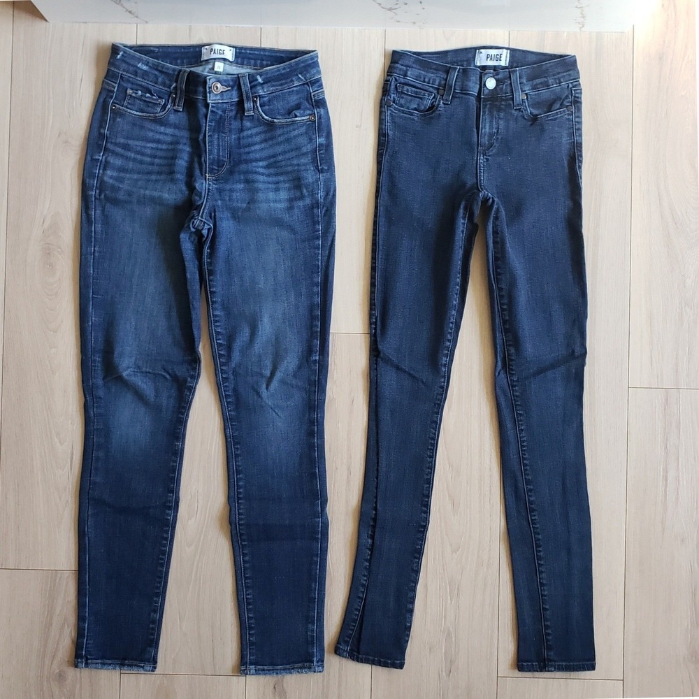 PAIGE Jeans Bundle Womens 26 Dark Wash‎ Hoxton Verdugo Skinny 2Pc Denim Lot